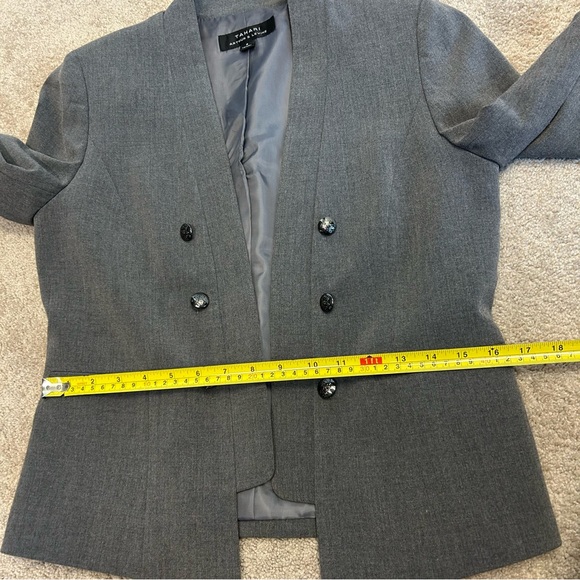 Tahari Arthur S. Levine gray short Blazer open front collarless inverted lapel 6 - Picture 7 of 12